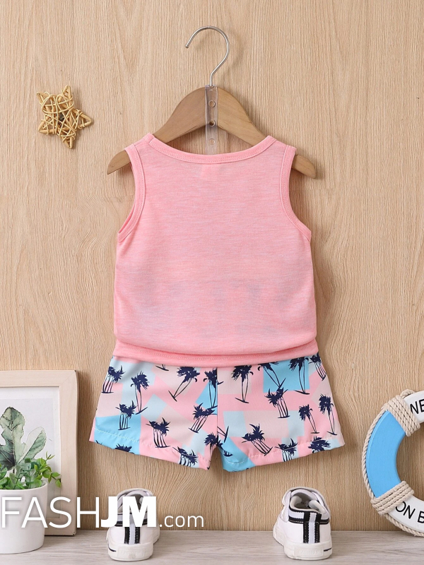  Baby Boy Coconut Tree Print Tank Top & Shorts image1