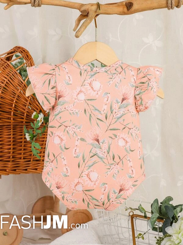  Floral Print Flounce Sleeve Bodysuit image1