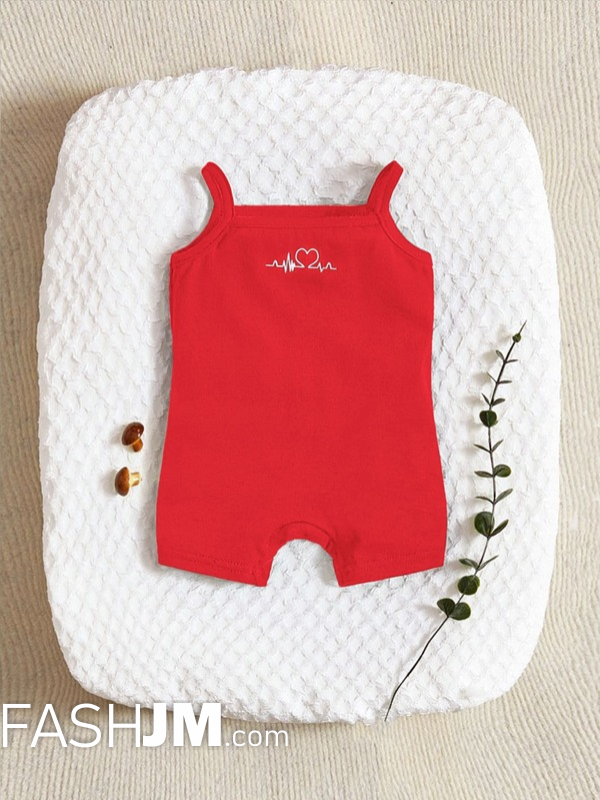  Baby Heartbeat Print Cami Romper image0