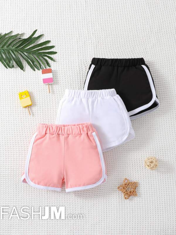  Baby 3pcs Contrast Binding Shorts image0