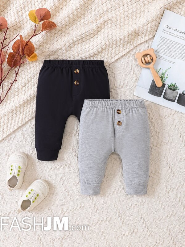 Newborn Baby Boy 2pcs Button Front Sweatpants For Sale in Jamaica id CKT Clothing Pants Set Pants for Baby Girls for Baby Boys