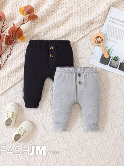 Newborn Baby Boy 2pcs Button Front Sweatpants