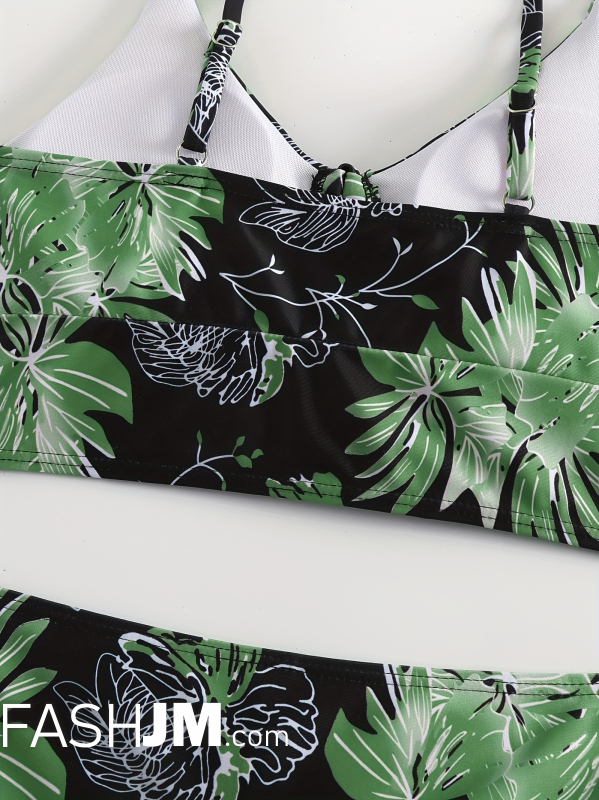  Floral Print V Neck Tankini Sets image4