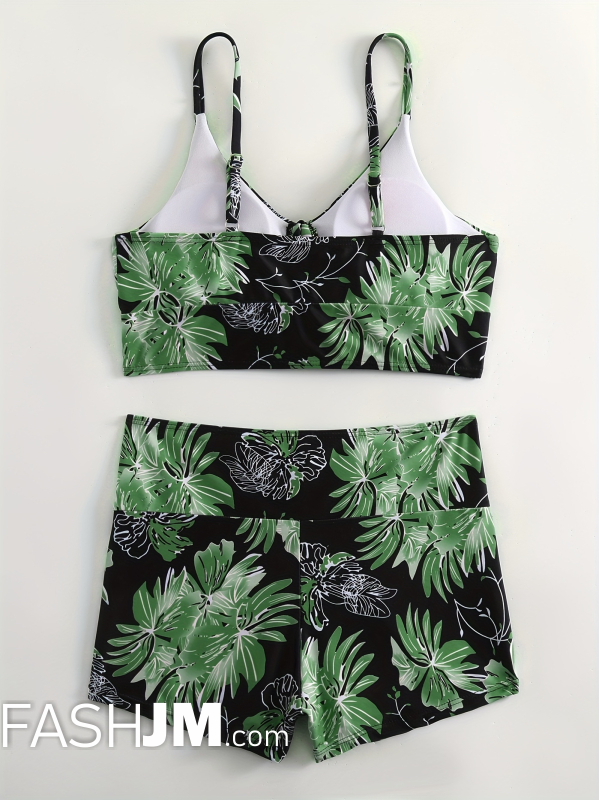  Floral Print V Neck Tankini Sets image6