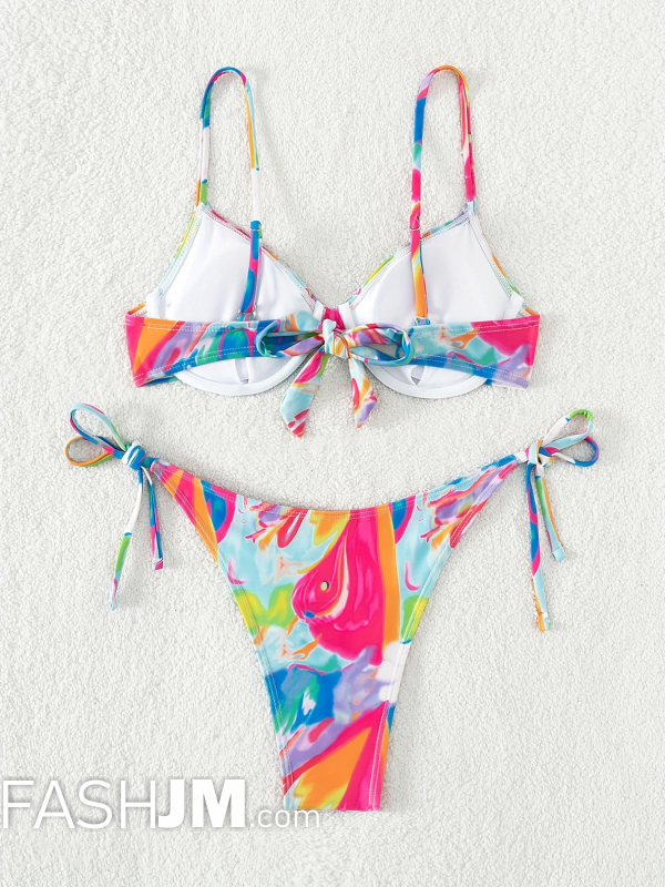  Women Sexy Graffiti Print Lace-up Bikini image2