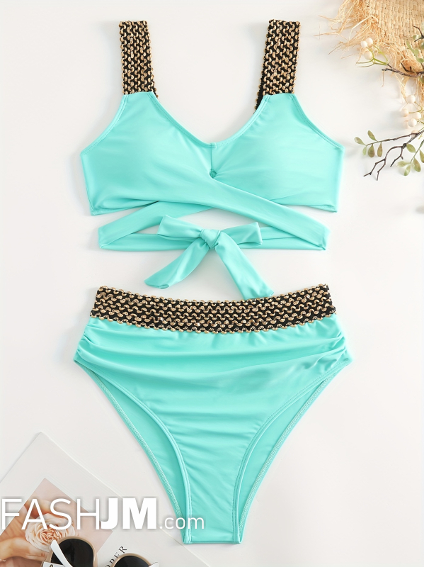  Emerald Round Neck Bikini Sets image1