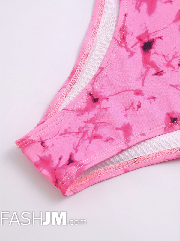  V Neck Random Print High Stretch 2 Piece Set Swimsuits image2