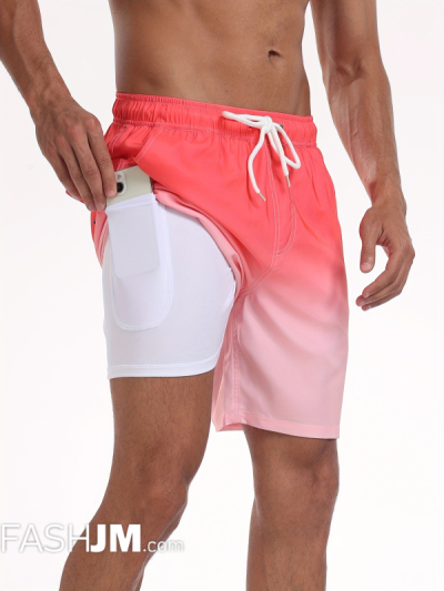 2-in-1 Double Layer Beach Shorts With Inner Pocket