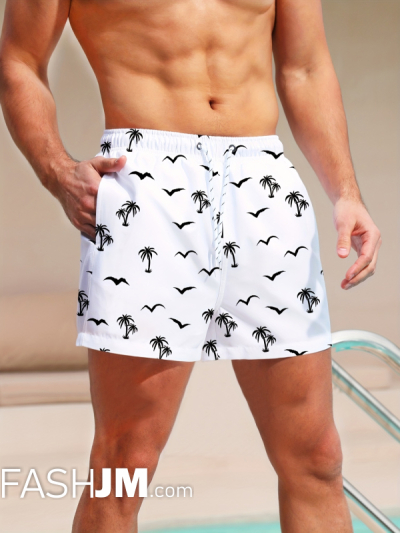 Men Stylish Palm Tree Beach Shorts