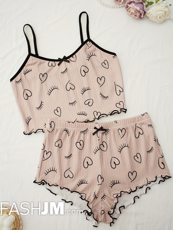  Heart Print Pajama Set image1