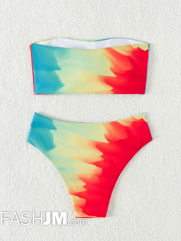  Ombre Bandeau Stretchy 2 Piece Set Bikini image1