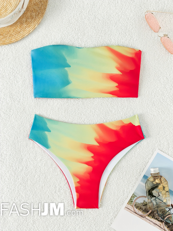  Ombre Bandeau Stretchy 2 Piece Set Bikini image3