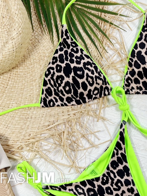  Leopard Print Halter Bikini Sets image2