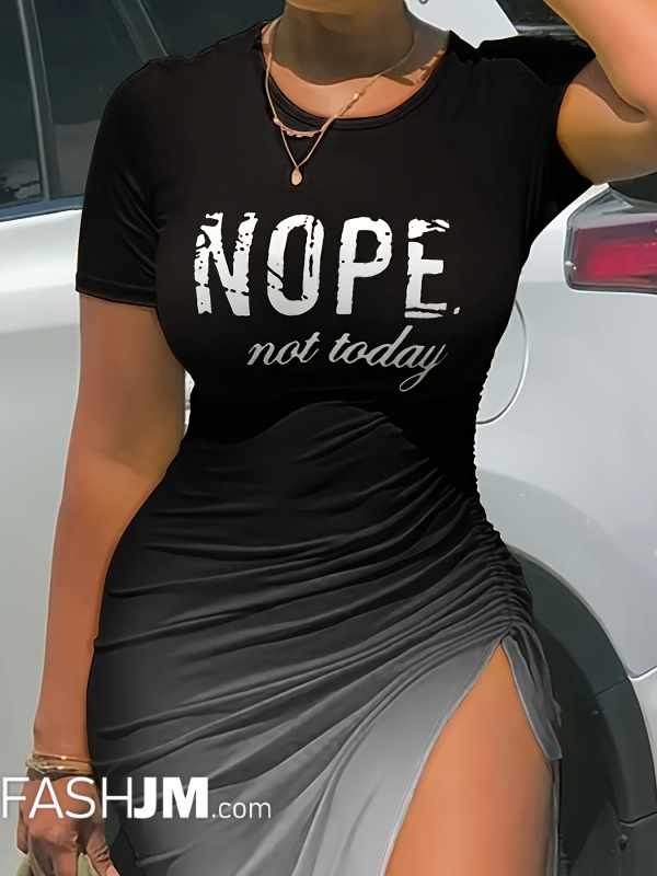  Nope Not Today Drawstring Dress image1