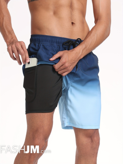 2-in-1 Double Layer Beach Shorts With Inner Pocket