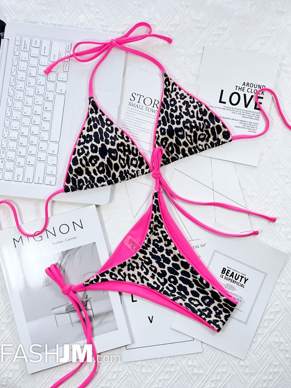 Leopard Print Halter Bikini Sets image4