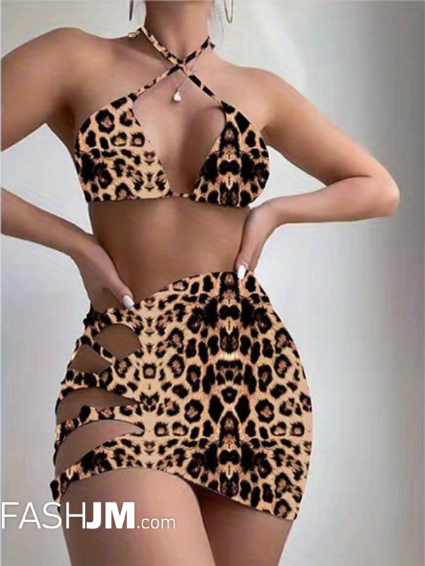 3-piece Animal Print Triangle Bikini image1