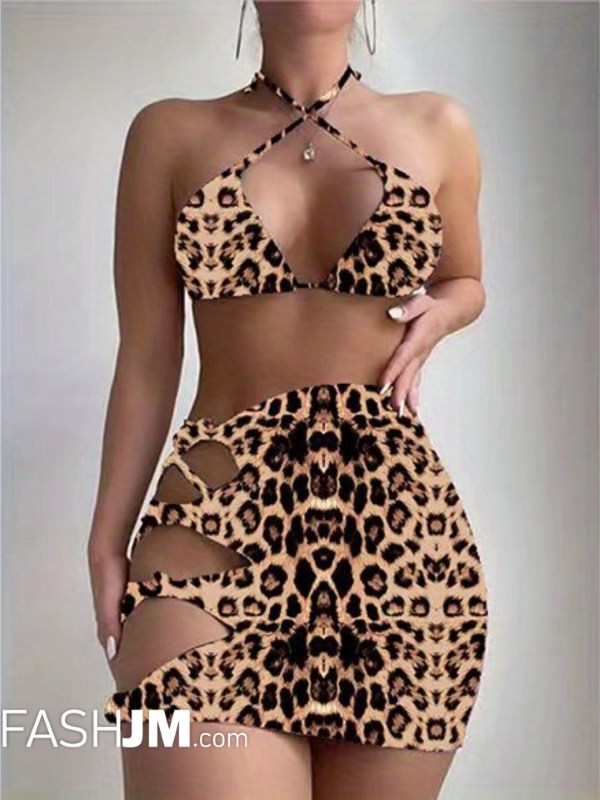  3-piece Animal Print Triangle Bikini image2