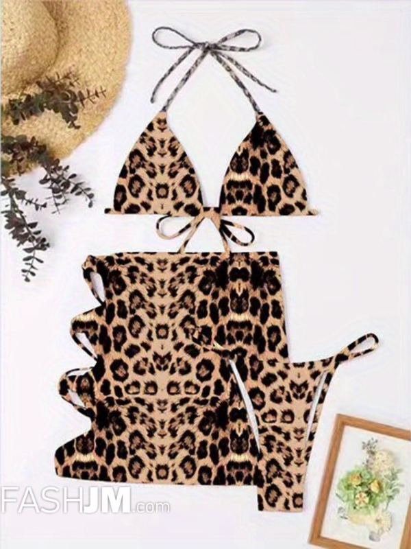  3-piece Animal Print Triangle Bikini image3