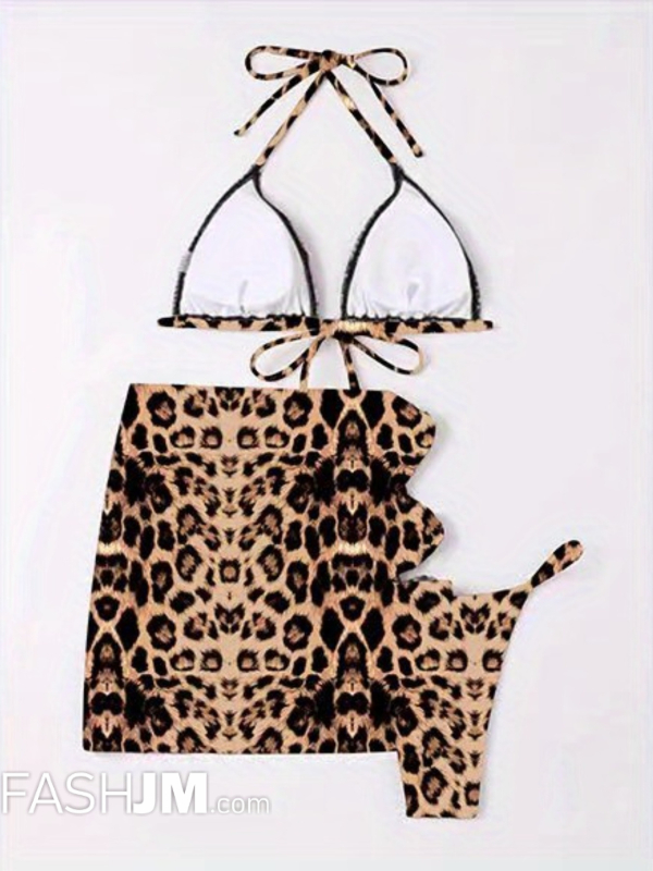  3-piece Animal Print Triangle Bikini image4