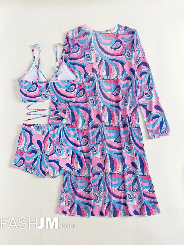  Violeta 3-Pieces Geometric Print Bikini Sets image4