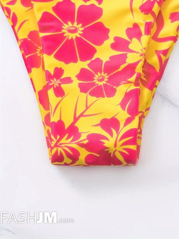  Floral Print Halter Triangle 2 Piece Set Bikini image1