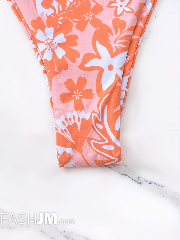  Floral Print Halter Triangle 2 Piece Set Bikini image1