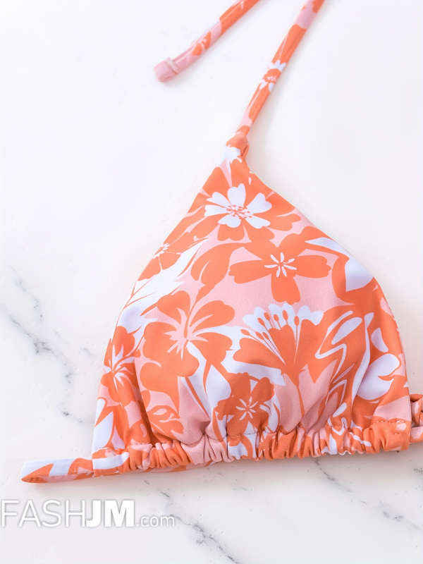  Floral Print Halter Triangle 2 Piece Set Bikini image5