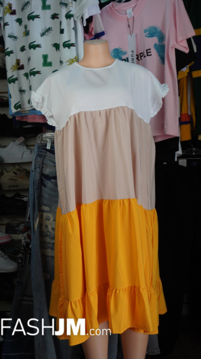 Yellow and White Dress