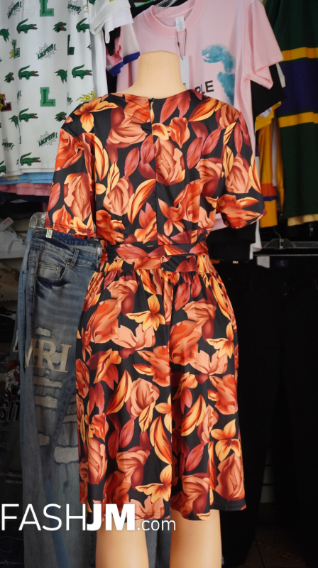  Black & Orange Floral Dress image1