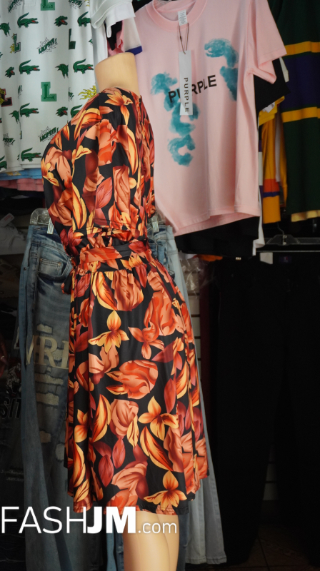  Black & Orange Floral Dress image2
