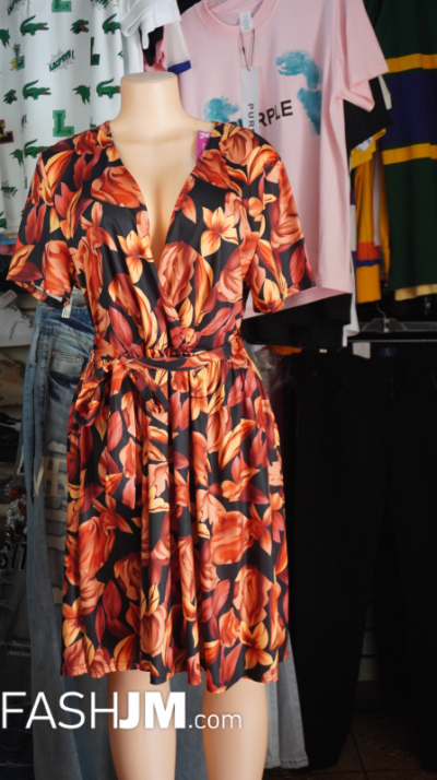 Black & Orange Floral Dress