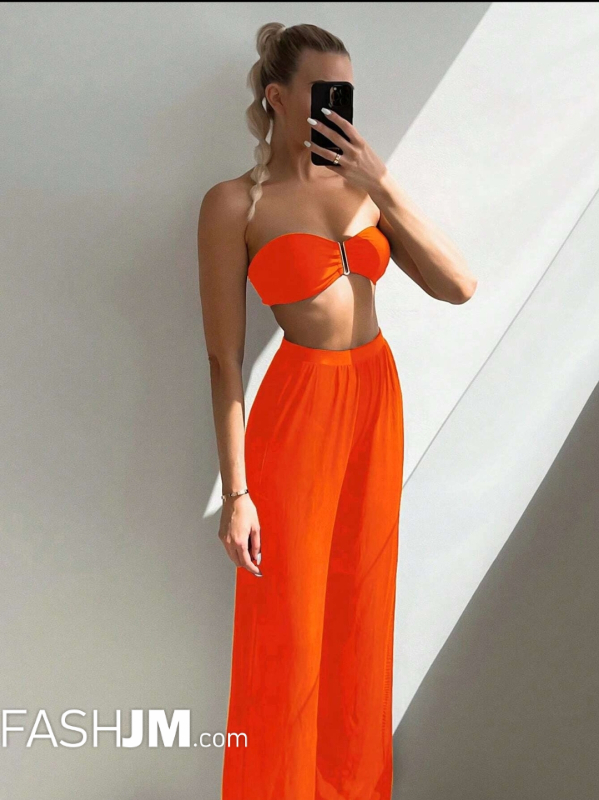  3pc Orange Tube Bikini Set image0