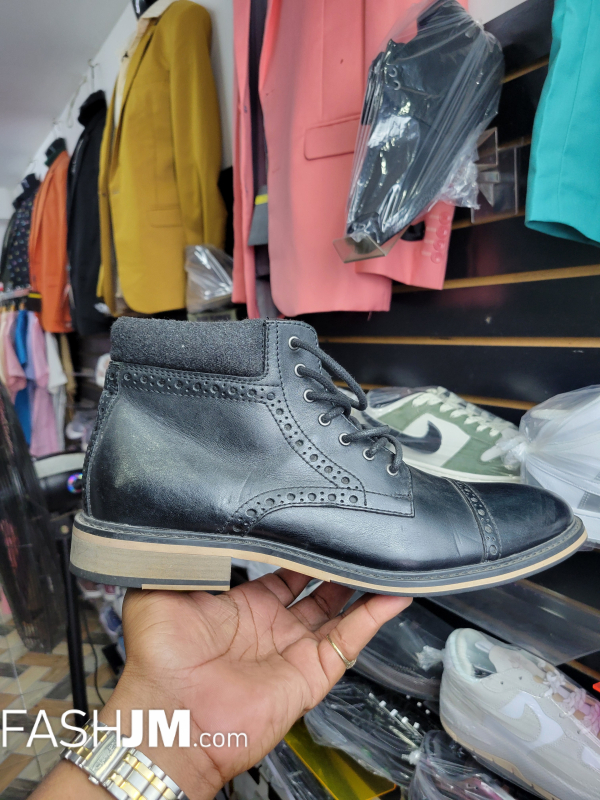  Black Leather Boot Dress Shoes image0